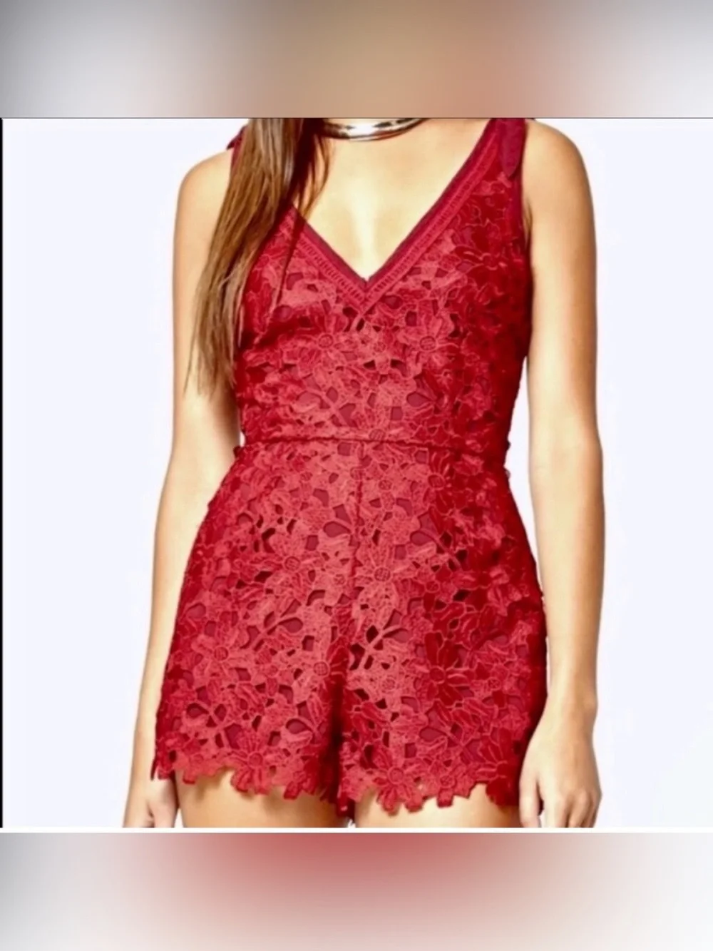burgundy dress ideas Burgundy Red Lace Front Mohair Knit Newborn Romper, Beige main image 1